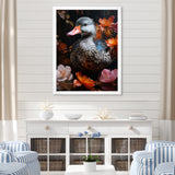 Duck s floral Shadow Diver - Duck Framed Canvas Art