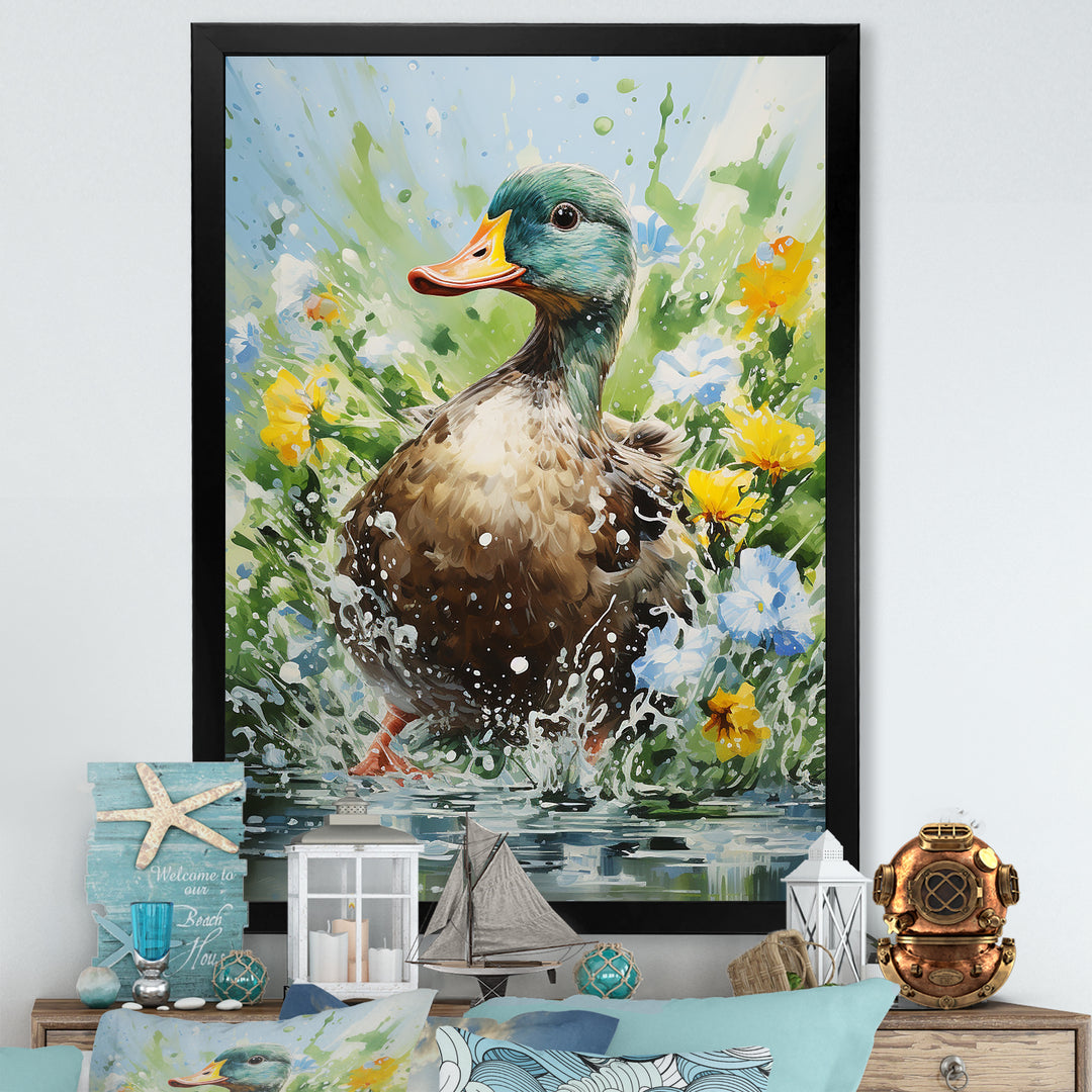 Duck Springtime Splash blooms - Duck Home Decor Art