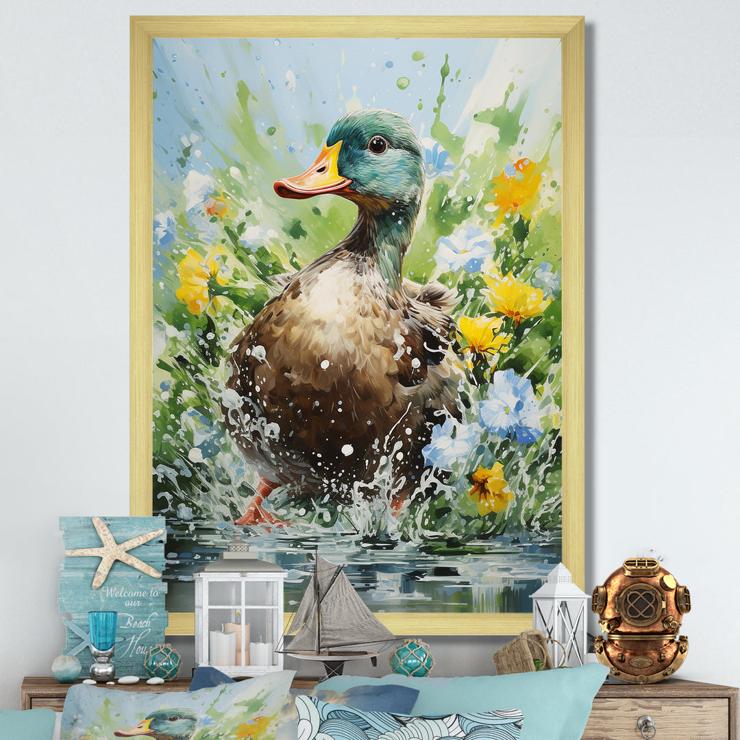 Duck Springtime Splash blooms - Duck Home Decor Art
