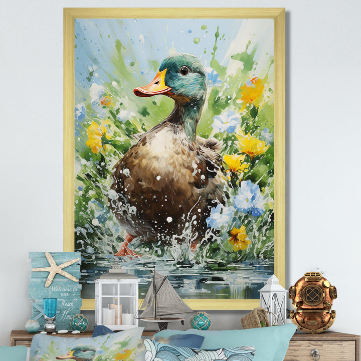 Duck Springtime Splash blooms - Duck Home Decor Art