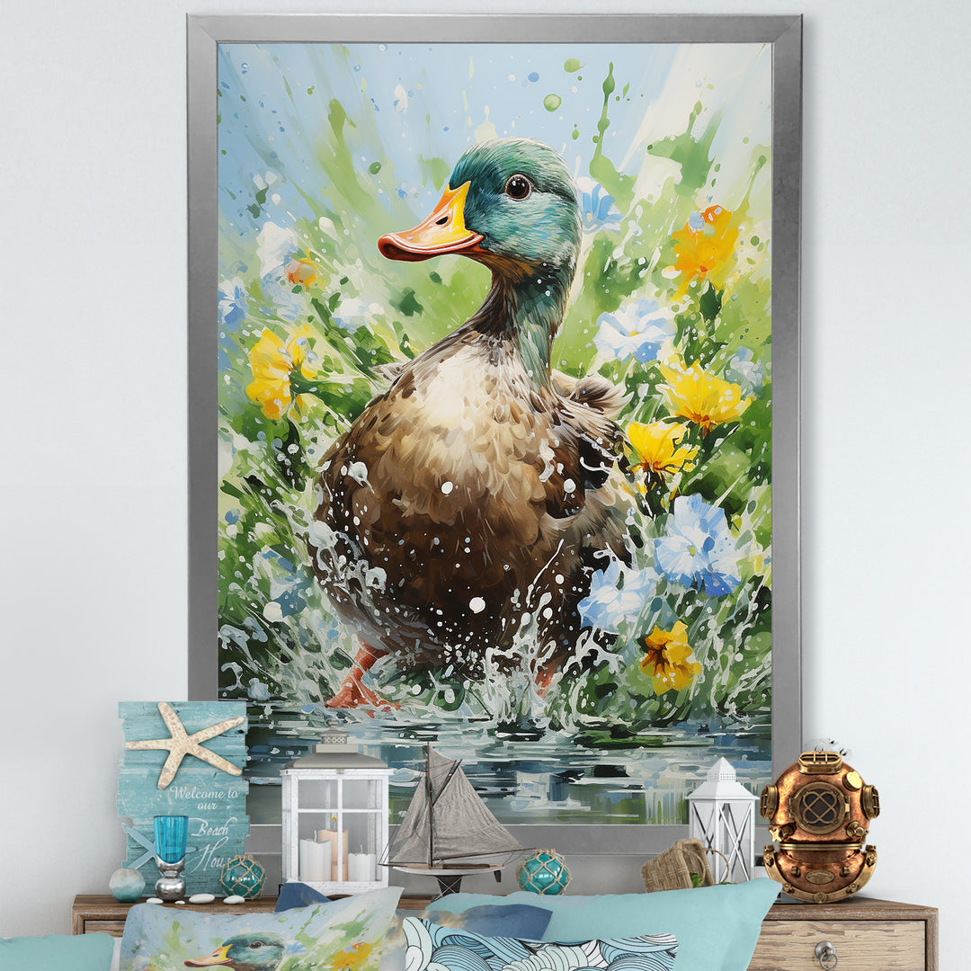 Duck Springtime Splash blooms - Duck Home Decor Art