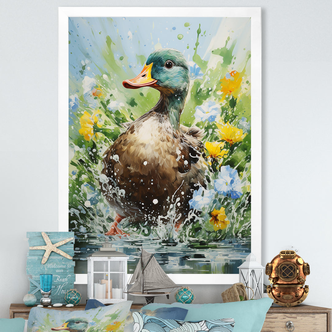 Duck Springtime Splash blooms - Duck Home Decor Art