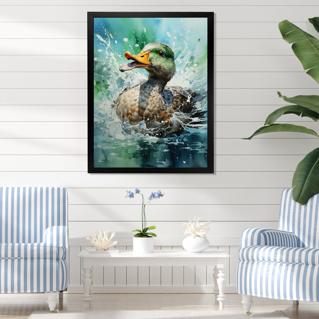 Duck Springtime Splash - Duck Living Room Wall Art