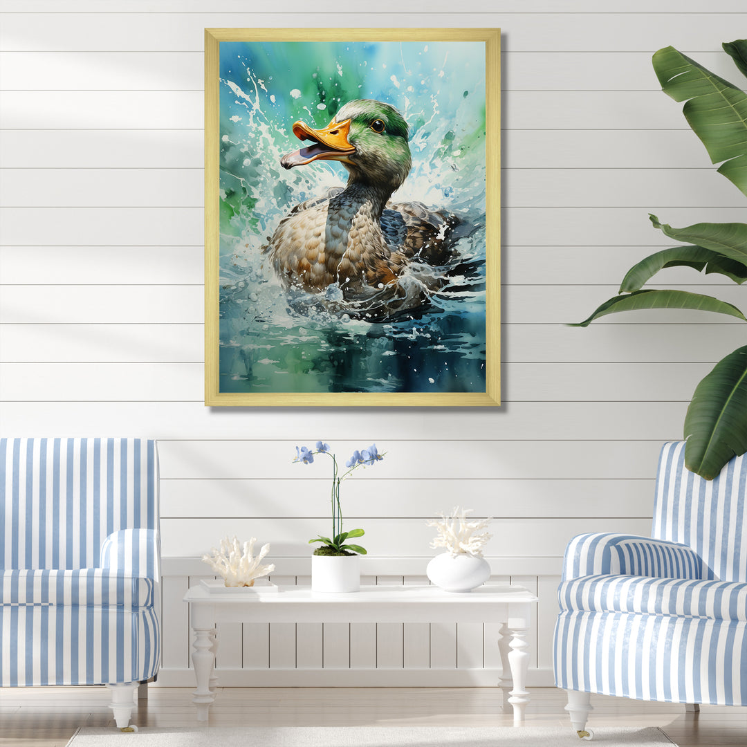 Duck Springtime Splash - Duck Living Room Wall Art
