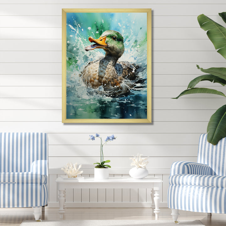 Duck Springtime Splash - Duck Living Room Wall Art