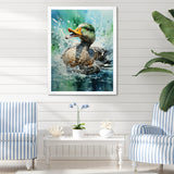 Duck Springtime Splash - Duck Living Room Wall Art