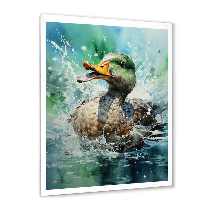 Duck Springtime Splash - Duck Living Room Wall Art
