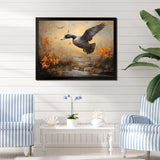 Vintage duck Flight at the pond I - Animals Canvas Wall Art