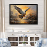 Vintage duck Flight at the pond II - Animals Canvas Wall Art