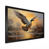 Vintage duck Flight at the pond II - Animals Canvas Wall Art