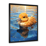 Swimming yellow duck in river - Duck Bedroom Wall Art