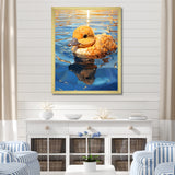 Swimming yellow duck in river - Duck Bedroom Wall Art