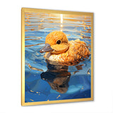 Swimming yellow duck in river - Duck Bedroom Wall Art