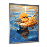 Swimming yellow duck in river - Duck Bedroom Wall Art
