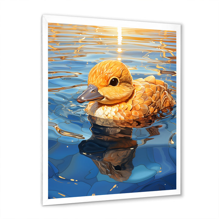 Swimming yellow duck in river - Duck Bedroom Wall Art