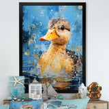 Splashing duckling wonder - Duck Canvas Wall Art
