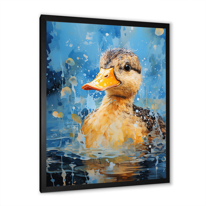 Splashing duckling wonder - Duck Canvas Wall Art