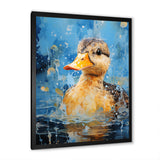 Splashing duckling wonder - Duck Canvas Wall Art