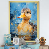 Splashing duckling wonder - Duck Canvas Wall Art