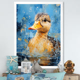Splashing duckling wonder - Duck Canvas Wall Art