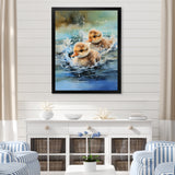 Yellow Playful Paddler ducklings - Duck Wall Decor
