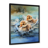 Yellow Playful Paddler ducklings - Duck Wall Decor