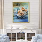 Yellow Playful Paddler ducklings - Duck Wall Decor