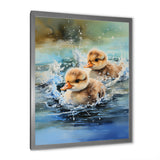 Yellow Playful Paddler ducklings - Duck Wall Decor