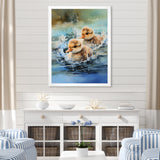 Yellow Playful Paddler ducklings - Duck Wall Decor