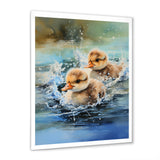 Yellow Playful Paddler ducklings - Duck Wall Decor