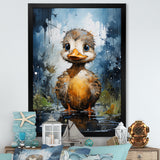 Cute blue and yellow duck for Nursery - Duck Wall Art Prints