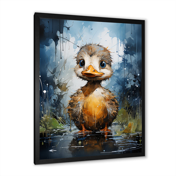 Cute blue and yellow duck for Nursery - Duck Wall Art Prints