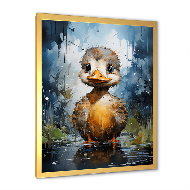 Cute blue and yellow duck for Nursery - Duck Wall Art Prints