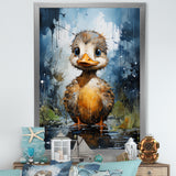 Cute blue and yellow duck for Nursery - Duck Wall Art Prints