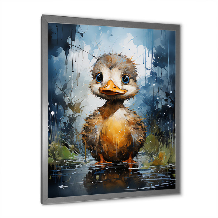 Cute blue and yellow duck for Nursery - Duck Wall Art Prints