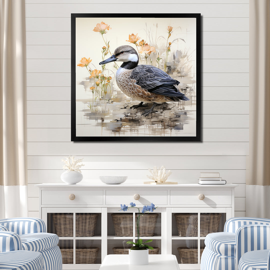 Vintage duck by the pond - Duck Wall Art Prints