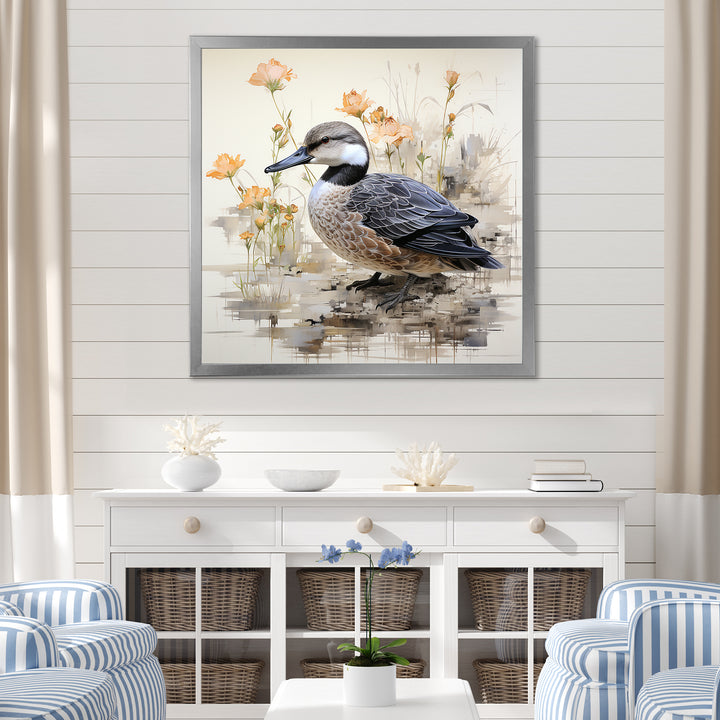 Vintage duck by the pond - Duck Wall Art Prints