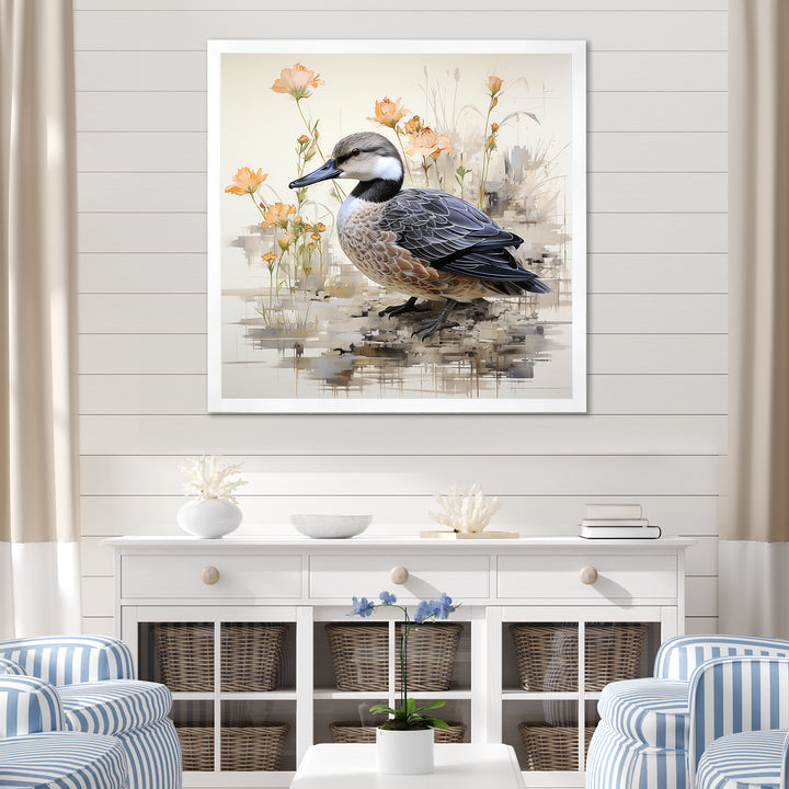Vintage duck by the pond - Duck Wall Art Prints