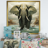 Grey Elephant Dreamscape - Elephant Large Canvas Wall Art