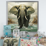 Grey Elephant Dreamscape - Elephant Large Canvas Wall Art