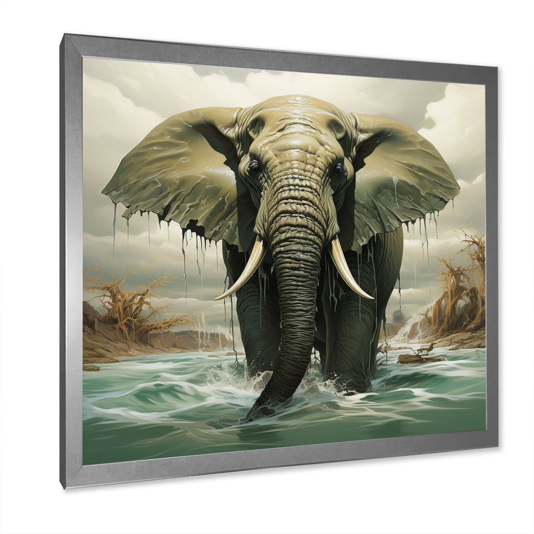 Grey Elephant Dreamscape - Elephant Large Canvas Wall Art