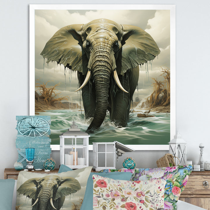 Grey Elephant Dreamscape - Elephant Large Canvas Wall Art