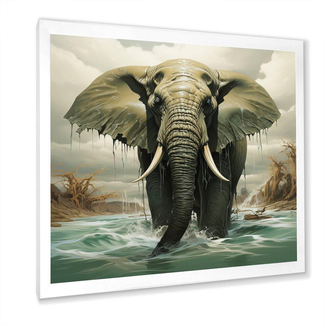 Grey Elephant Dreamscape - Elephant Large Canvas Wall Art
