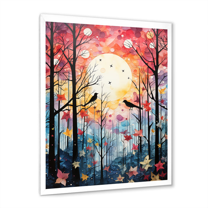 Pink Enchanted floral Botanicals with Eastern bluebird - Bird Floral Living Room Wall Art