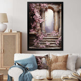 Ancient Ruins door to Even blooms - Fashion Canvas Wall Art