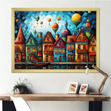 Fantasy air ballon village I - Hot Air Balloon Canvas Wall Art