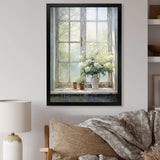 Countryside Calm blooms farm windows I - Farm Canvas Wall Art