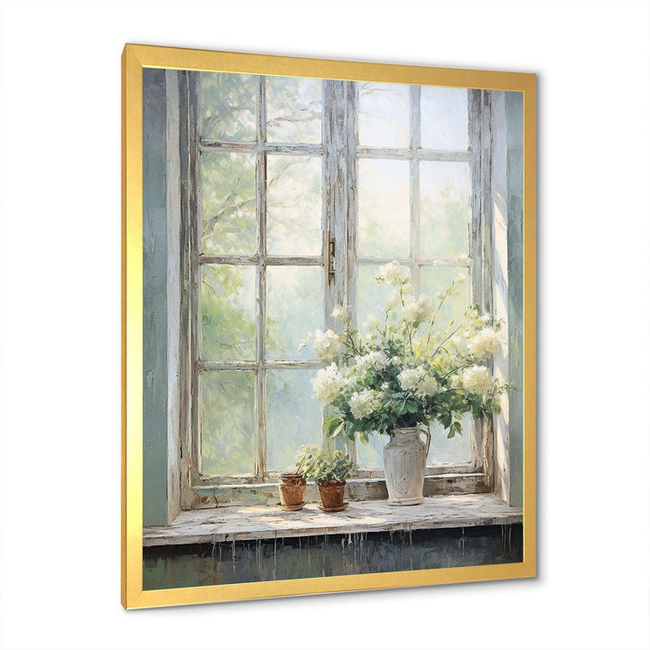 Countryside Calm blooms farm windows I - Farm Canvas Wall Art