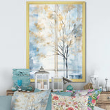 Blue and white forest window view - Farm Canvas Wall Art