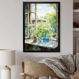 Green and blue countryside window Charm I - Farm Canvas Wall Art